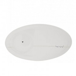 Oval Plate White /Happy Lovely Day