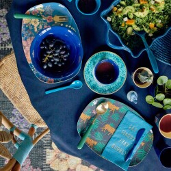 Műanyag ovális tányér nagy – Flower Collage blue