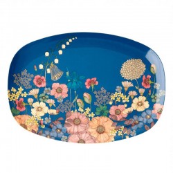 Műanyag ovális tányér nagy – Flower Collage blue