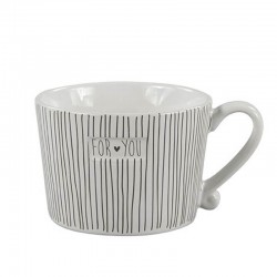 Mug White Stripes & for you in D.Brown 10x8.5x7cm