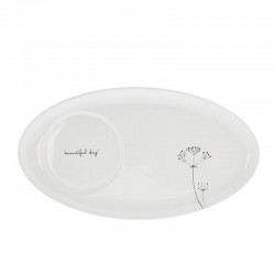 Oval Plate White /Beautiful Day