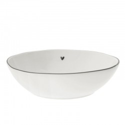 Soup or Pasta Plate white/little heart in black 21x5cm