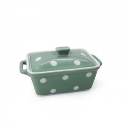 Sage Butter dish with dots