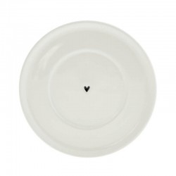 Porcelán mini tányér, Heart black 15cm