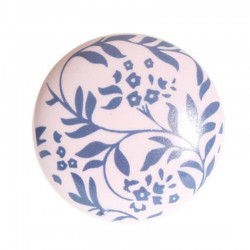 Porcelain knob Flower blue