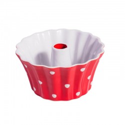 Red Small Round dish with dots