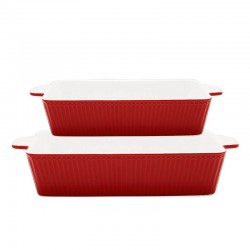 Dishes Alice red rectangular set of 2