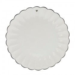 Breakfast Plate Ruffle White/edge Black 23cm