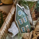 Felakasztható dekorációs házikó szett, zöld 16cm