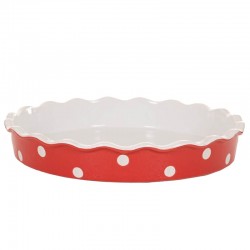 Red Pie dish with dots 30cm