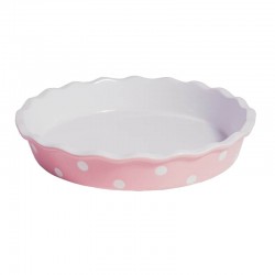 Pastel pink Pie dish with dots 26cm