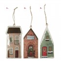 Felakasztható dekorációs házikó szett, zöld 16cm