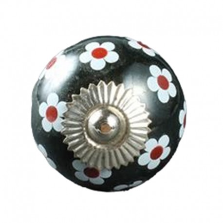 Bútorfogantyú Porcelán Flower black