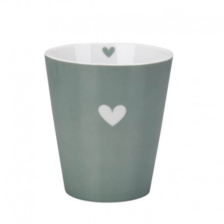 Porcelán latte bögre Heart dusty green Porcelán latte bögre Heart dusty green