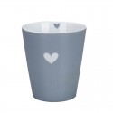 Porcelán latte bögre Heart grey