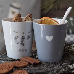 Porcelán latte bögre Heart grey