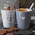 Porcelán latte bögre Heart grey