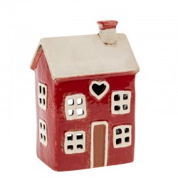 Village Pottery Heart House Tealight Red
