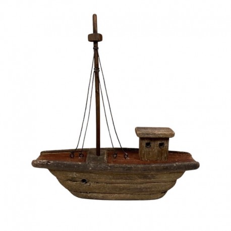 Rusztikus hajó dekoráció, barna - 25cm