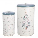 Fém tárolódoboz szett Lucie Xmas white 2 db