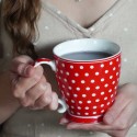 Porcelán teáasbögre Polka dot red