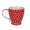 Porcelán teáasbögre Polka dot red