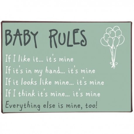 Metal sign - Baby Rules