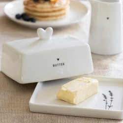 Porcelán vajtartó heart in black