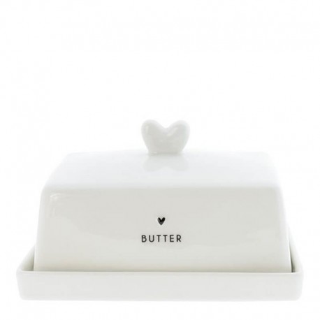 Porcelán vajtartó heart in black