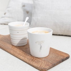 Porcelán latte bögre - White/Bloom