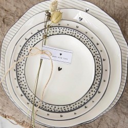 Porcelán nagytányér Heart grey