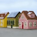 Kerámia gyertyatartó ház Nyhavn yellow