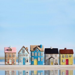 Kerámia gyertyatartó ház Nyhavn blue