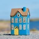 Kerámia gyertyatartó ház Nyhavn blue