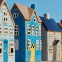 Kerámia gyertyatartó ház Nyhavn blue