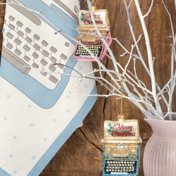 Karácsonyfadísz Typewriter Merry xmas pale pink
