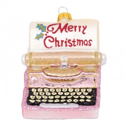 Karácsonyfadísz Typewriter Merry xmas pale pink