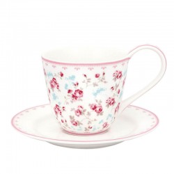 Porcelán csésze és alj Elsy white