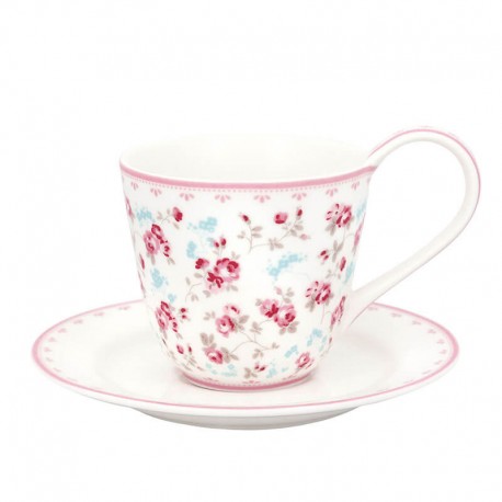 Porcelán csésze és alj Elsy white