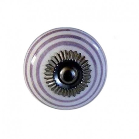 Bútorfogantyú Porcelán Csíkos Lila Fehér