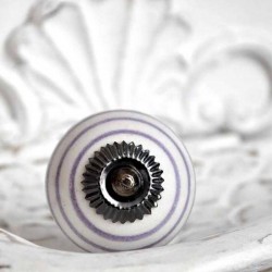 Bútorfogantyú Porcelán Csíkos Lila Fehér Bútorfogantyú Porcelán Csíkos Lila Fehér
