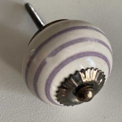 Bútorfogantyú Porcelán Csíkos Lila Fehér Bútorfogantyú Porcelán Csíkos Lila Fehér