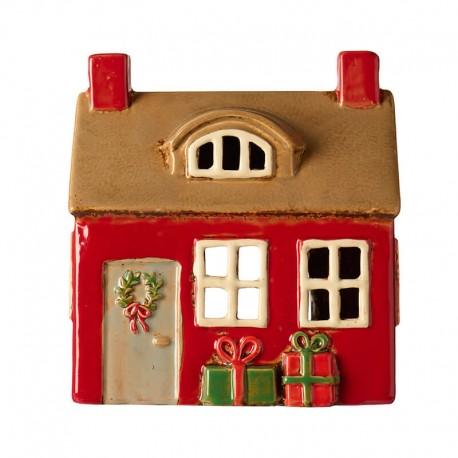 Kerámia gyertyatartó ház Stillenat door wreath and gifts