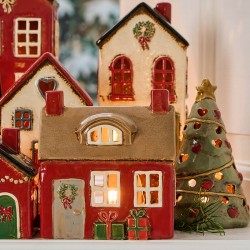 Kerámia gyertyatartó ház Stillenat door wreath and gifts