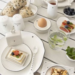 Porcelán reggeliző tányér White/black