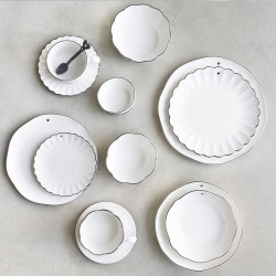 Porcelán reggeliző tányér White/black