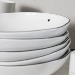 Porcelán leveses tál white/little heart in black