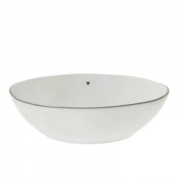 Porcelán leveses tál white/little heart in black