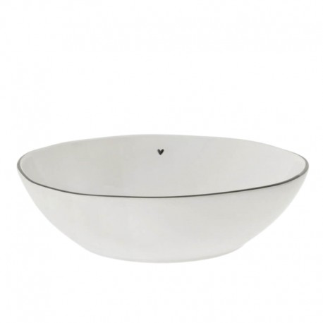 Porcelán leveses tál white/little heart in black