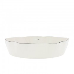Porcelán ovális tál white with black heart